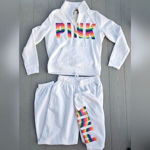 Victoria's Secret PINK rare pride everyday campus quarter zip & jogger set NEW
